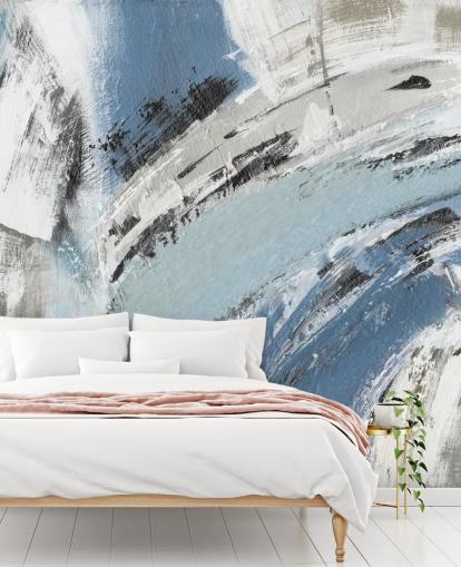 peinture murale bleue abstraite