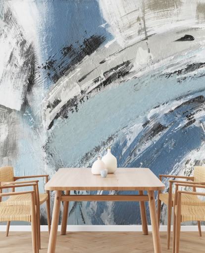 mural de pared abstracto azul