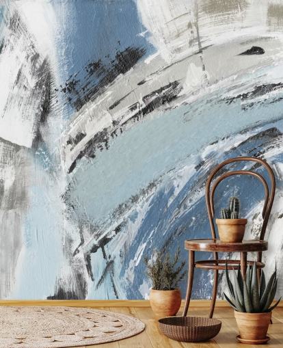 mural de pared abstracto azul