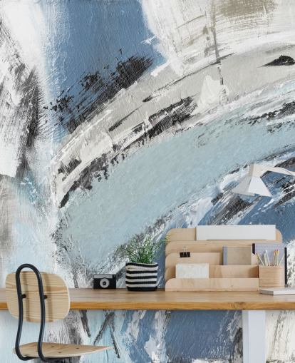 abstract blue wall mural