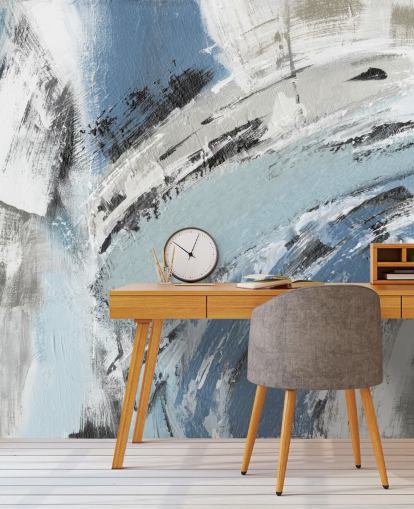 mural de pared abstracto azul