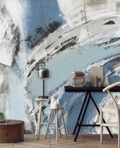 abstract blue wall mural