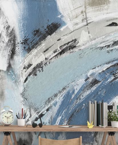 mural de pared abstracto azul