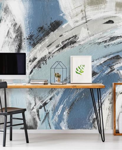 abstract blue wall mural