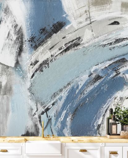 mural de pared abstracto azul