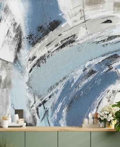 peinture murale bleue abstraite