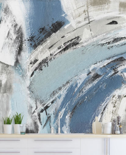 mural de pared abstracto azul