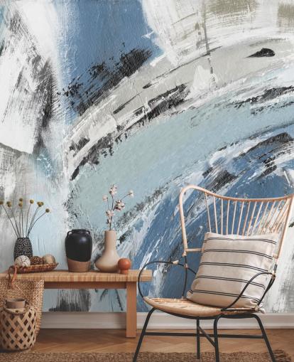 mural de pared abstracto azul