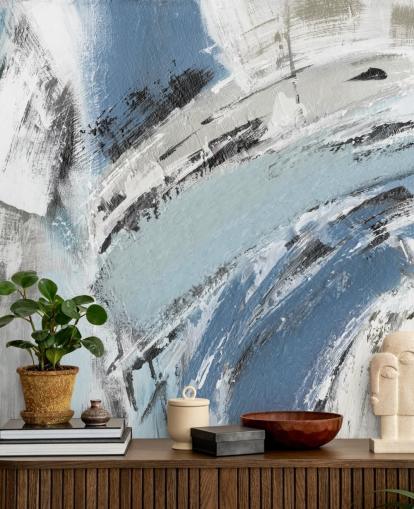 mural de pared abstracto azul