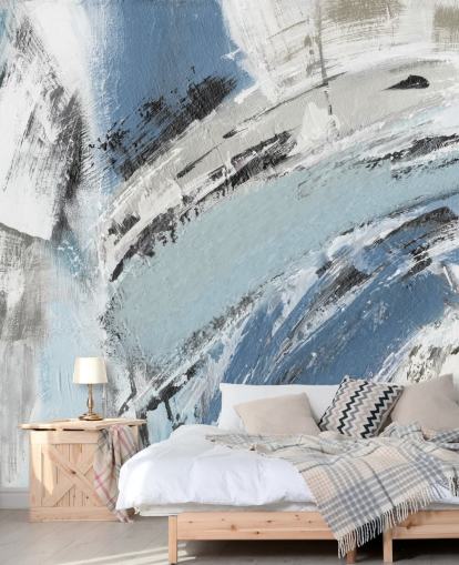 abstract blue wall mural