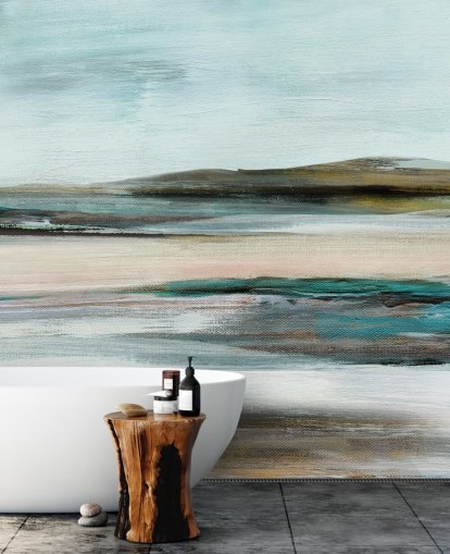 blue and green abstract wall mural