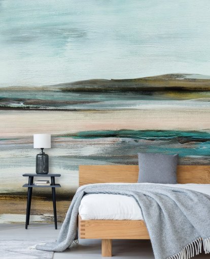 blue and green abstract wall mural