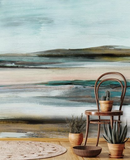 mural abstracto azul y verde