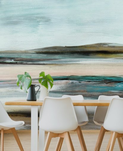 peinture murale abstraite bleue et verte