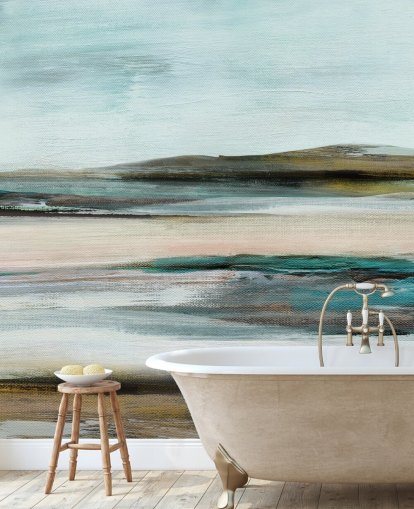 blue and green abstract wall mural