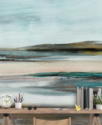 mural de parede abstrato azul e verde