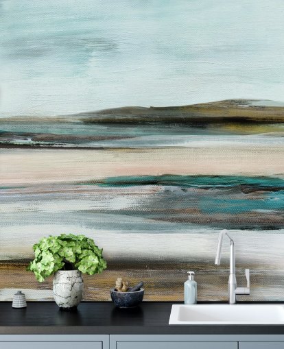 peinture murale abstraite bleue et verte peinture murale abstraite bleue et verte