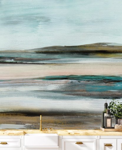 mural abstracto azul y verde