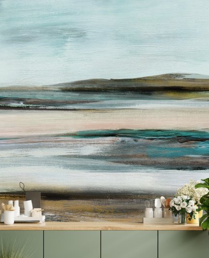 sininen ja vihreä abstrakti seinämaalaus sininen ja vihreä abstrakti seinämaalaus