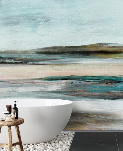 blue and green abstract wall mural