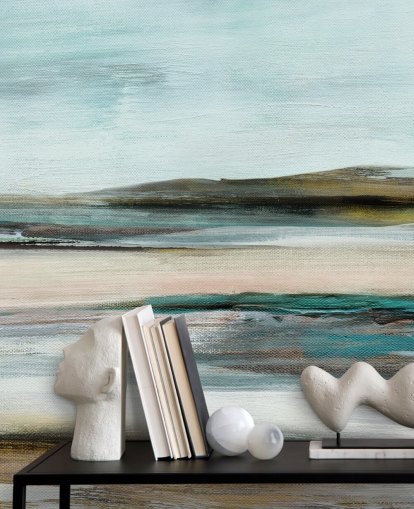 blue and green abstract wall mural