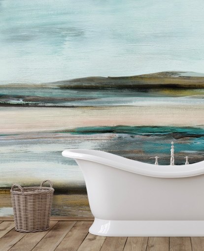 blue and green abstract wall mural