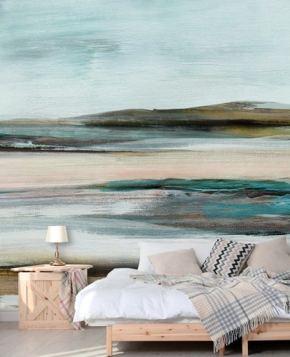 peinture murale abstraite bleue et verte peinture murale abstraite bleue et verte