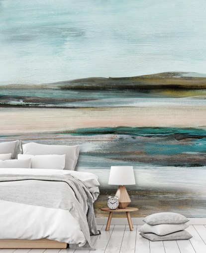 peinture murale abstraite bleue et verte