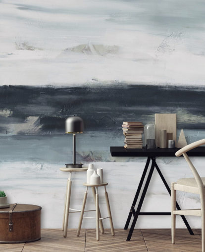 peinture murale abstraite bleu marine