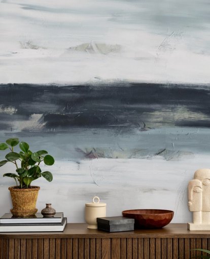 peinture murale abstraite bleu marine