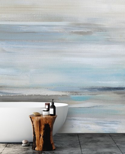 peinture murale abstraite bleue et grise