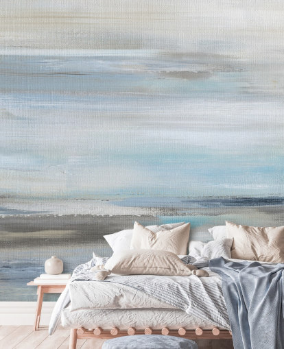 peinture murale abstraite bleue et grise