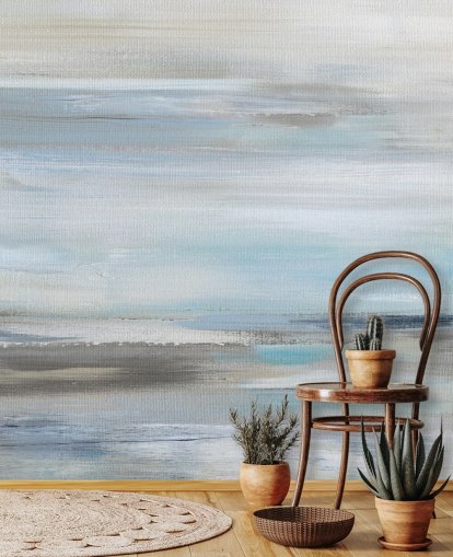 murale astratto blu e grigio