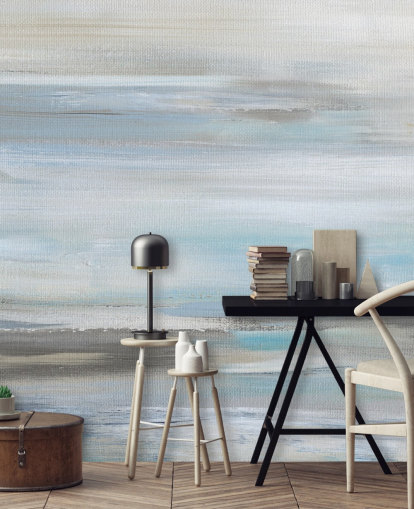 peinture murale abstraite bleue et grise