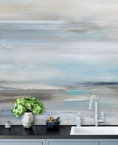 murale astratto blu e grigio