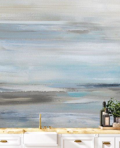 peinture murale abstraite bleue et grise