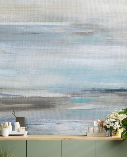 murale astratto blu e grigio