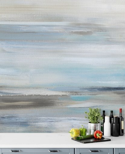 peinture murale abstraite bleue et grise