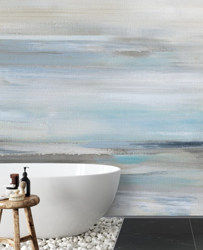 blaues und graues abstraktes Wandbild