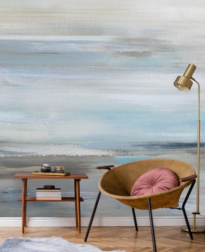 blaues und graues abstraktes Wandbild