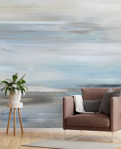 blaues und graues abstraktes Wandbild