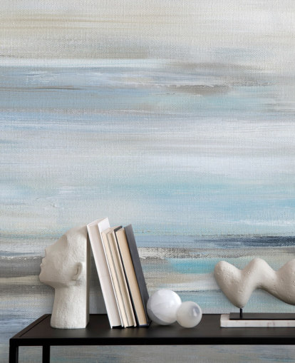 blaues und graues abstraktes Wandbild