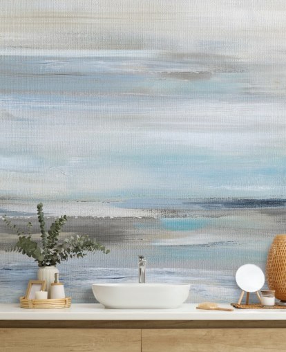 murale astratto blu e grigio