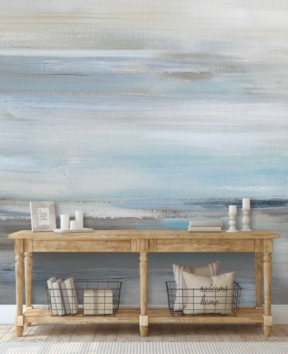 blaues und graues abstraktes Wandbild