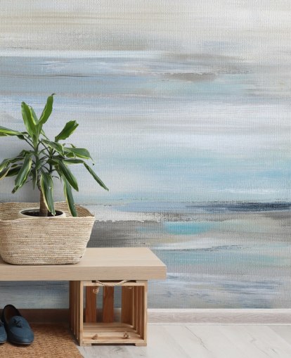 peinture murale abstraite bleue et grise