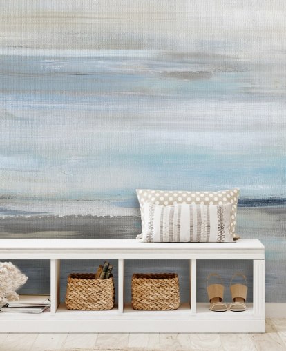 peinture murale abstraite bleue et grise