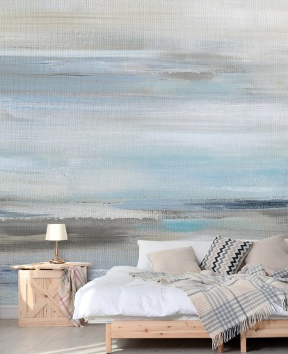 blaues und graues abstraktes Wandbild