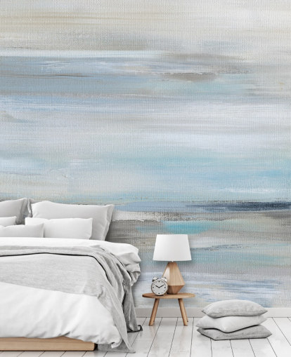blue and grey abstract wall mural