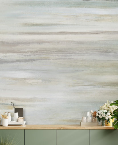 blue and grey abstract mural