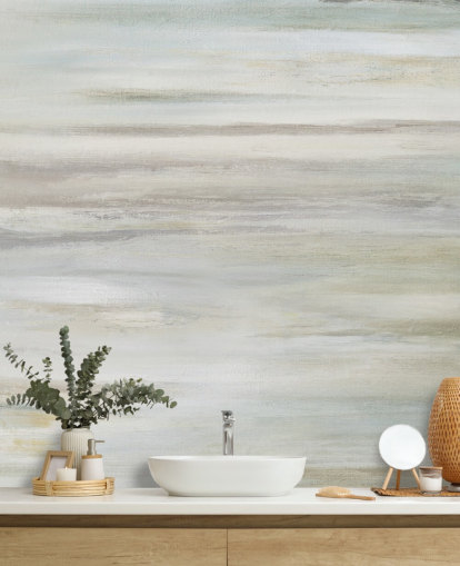 blue and grey abstract mural